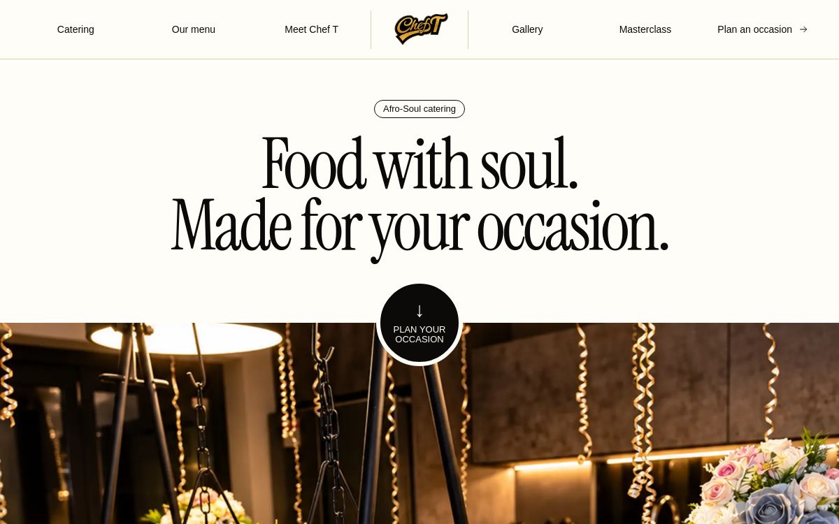 Chef T’s live catering website and menus.